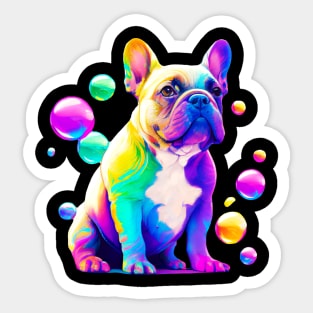 French Bulldog Colorful Art Bubbles Painting Sticker
